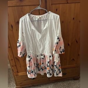 White Floral Embroidered Sheer Dress